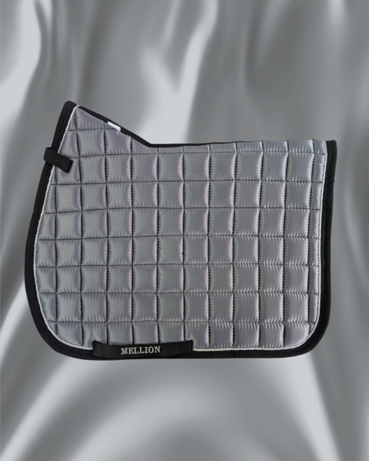 Mellion Signature Numnah – Silver & Black | Cob